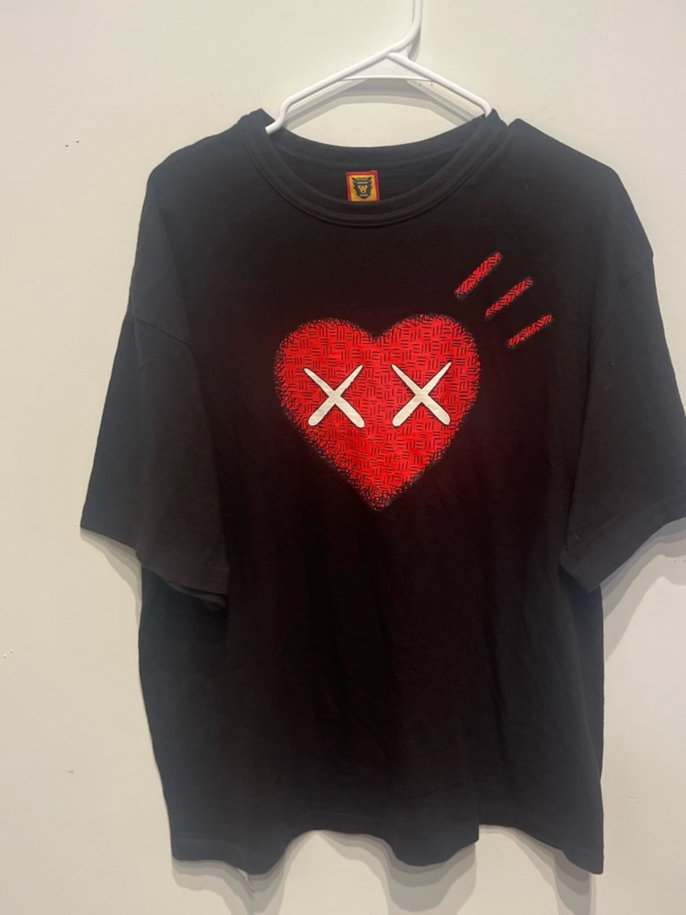 Mens Human Made Black Tee with Red Heart Graphic